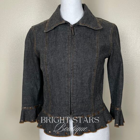 Rare Vintage Dark Denim Studded Jacket ASO Willow Rosenberg BtVS Y2K - Picture 5 of 11